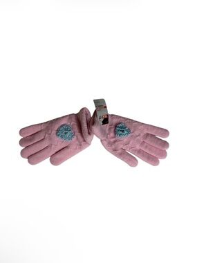NWT Pink insulated thermal Knit Gloves with Blue Heart embroidery